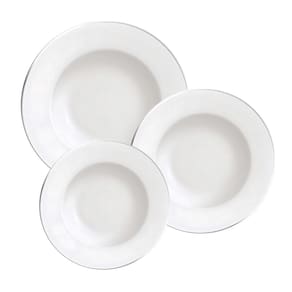 Jogo De Pratos Aparelho Jantar 12 Pcs Tramontina Borda Prata