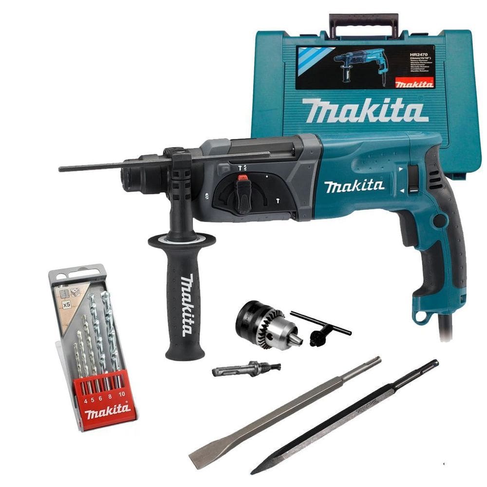 Martelete Sds-Plus Makita Hr2470 800W + Brocas Vídea 110V