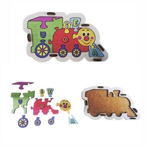 Brinquedo Educativo Quebra Cabeça Infantil Trem Locomotiva