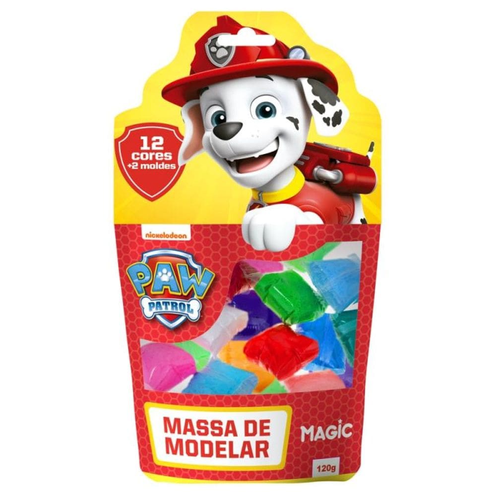 Massa de modelar 12 cores 2 moldes - Patrulha Canina - Vermelho