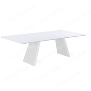 Mesa de Jantar Nirvana Livia 200 cm Retangular Borda Arredondada Madeira Vidro Colado Off White