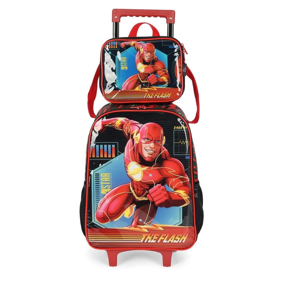 Kit Mochila Rodas Lancheira Infantil Luxcel Flash Ic41212Fm