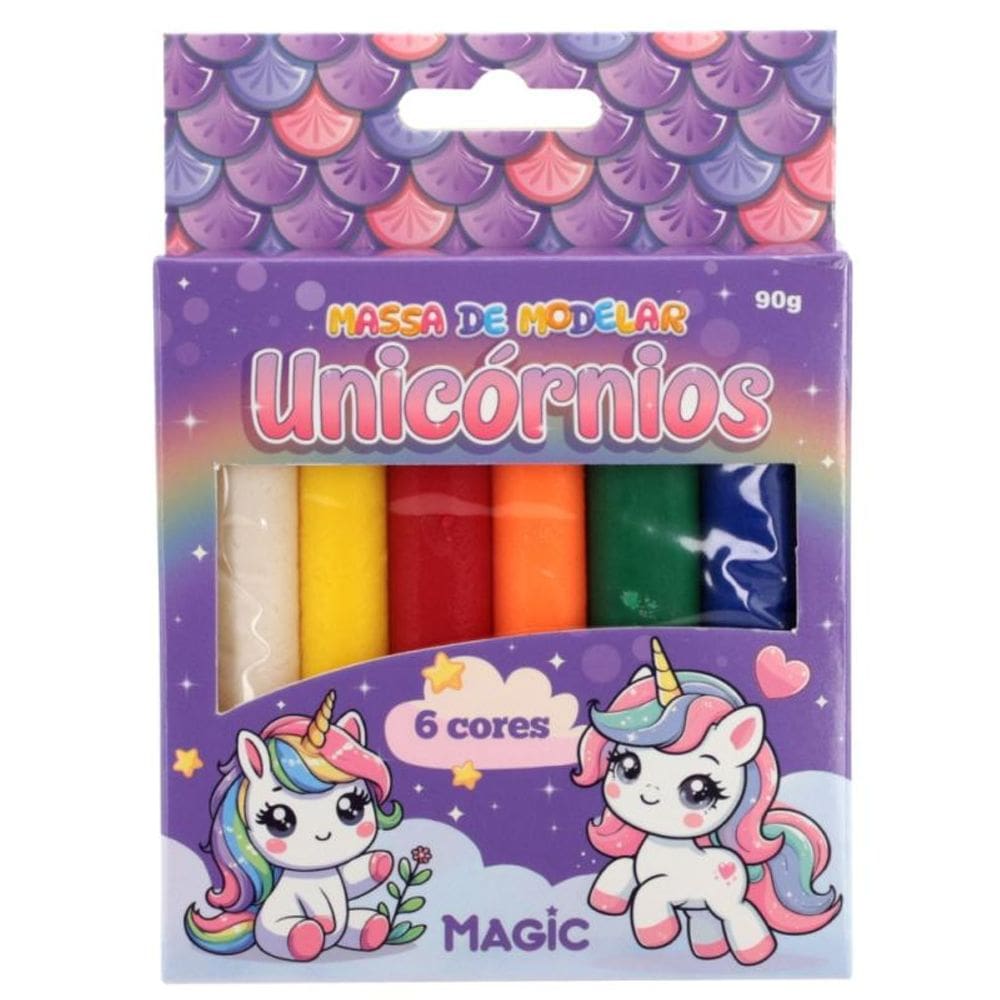 Massa de modelar 6 cores 90g - unicórnio