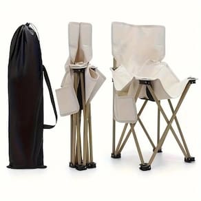 Cadeira Praia Camping Bolso Lateral 70cm Banqueta Pesca Banco Assento Dobravel Branca Bolsa Transporte