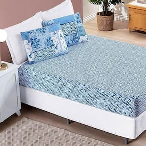 Jogo De Cama Lençol Bouti Estampado Solteiro 02 Peças - Azul Sereno