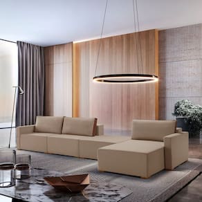 Sofá Modulado Amsterdã 4 Lugares Tecido Linho Bege