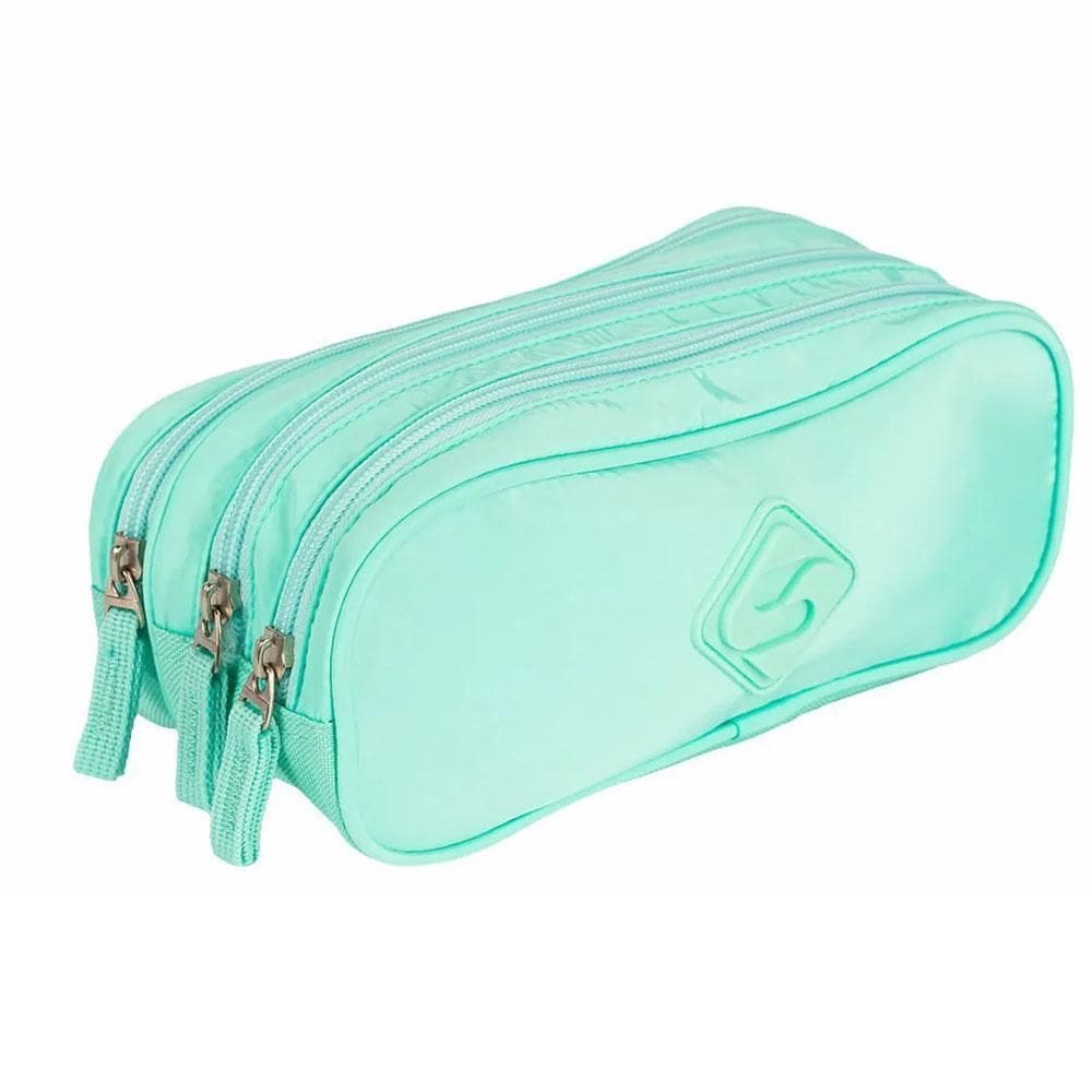 Estojo 3 Divisórias Verde Água Sestini