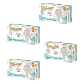 Kit 4 Máscaras Tripla Descartável Branca Filtro Talge 50Un