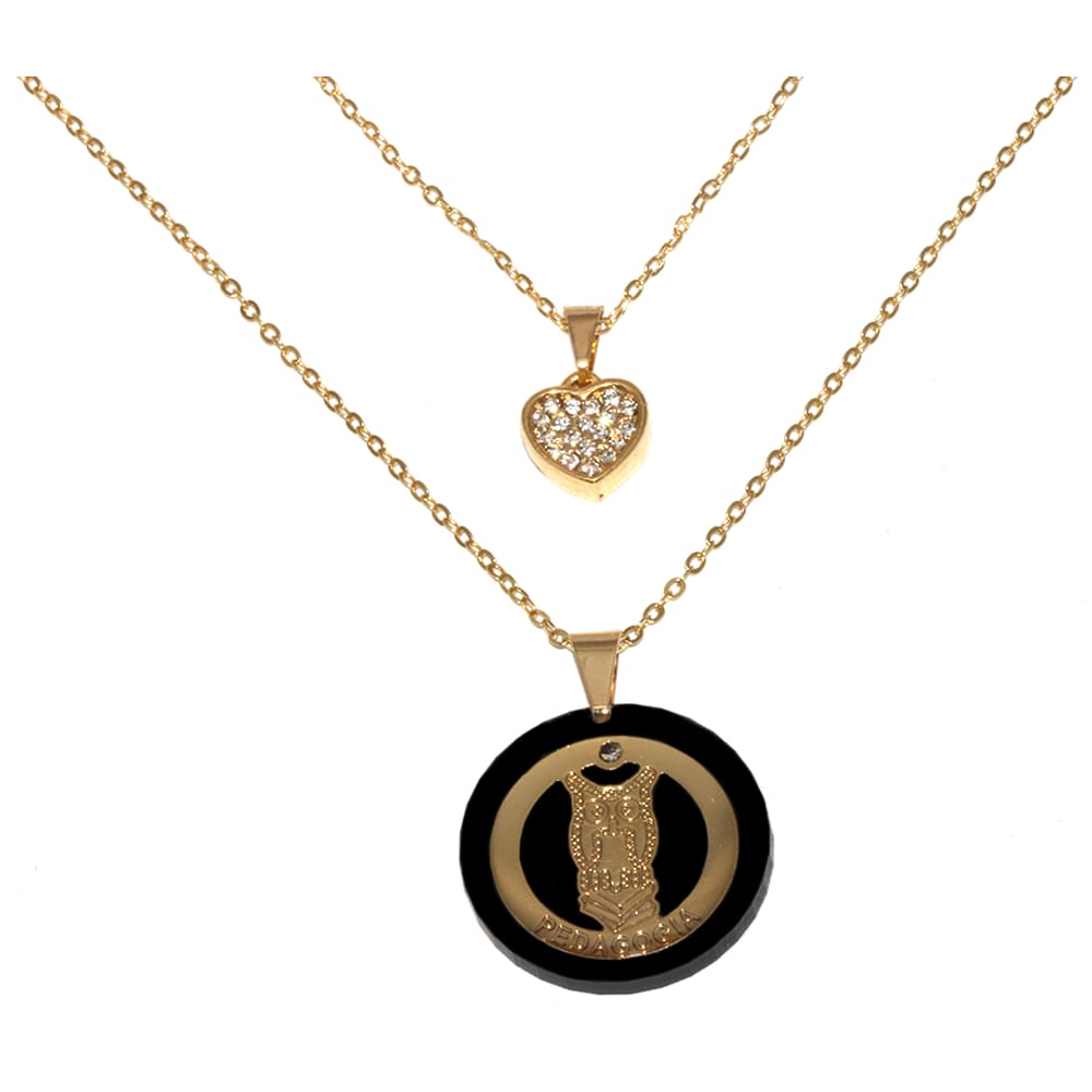 Colar Cordão Duplo Pedagogia Professora Folheado 18k