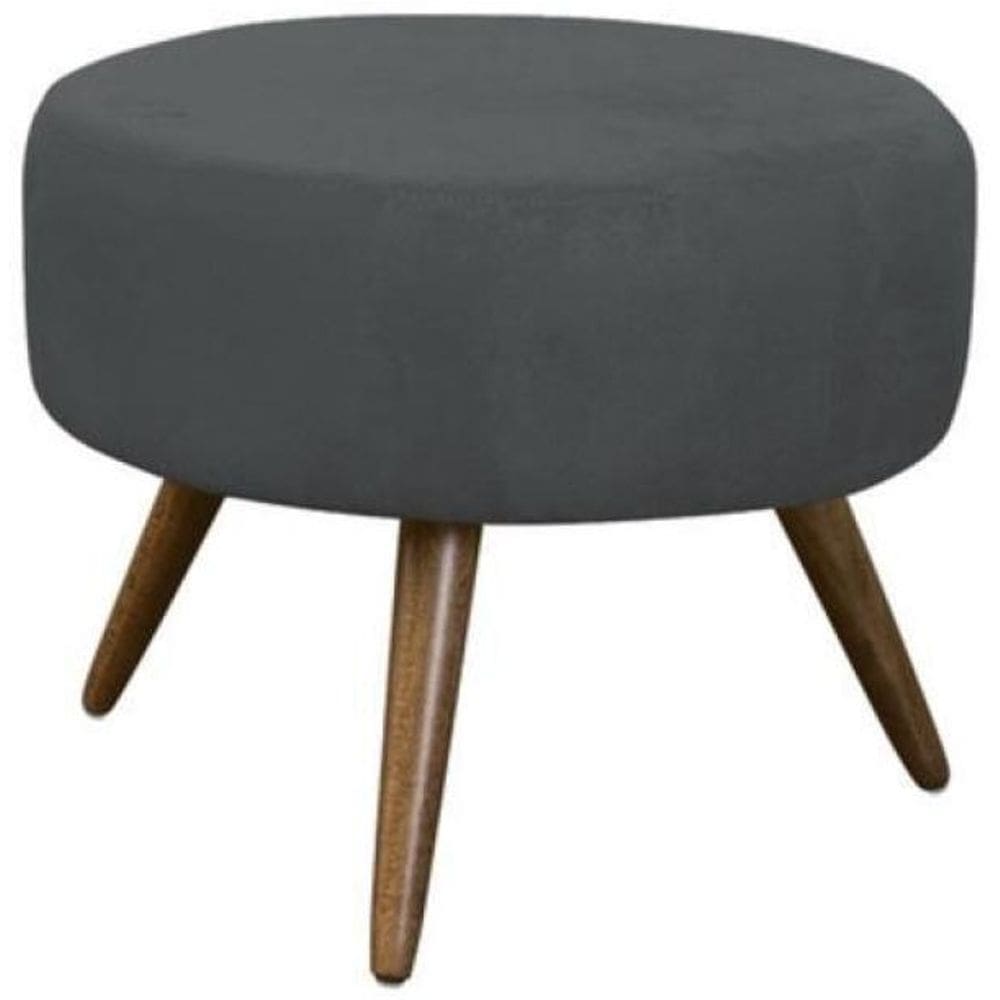 Puff Para Sala E Hall De Entrada Redondo Cinza