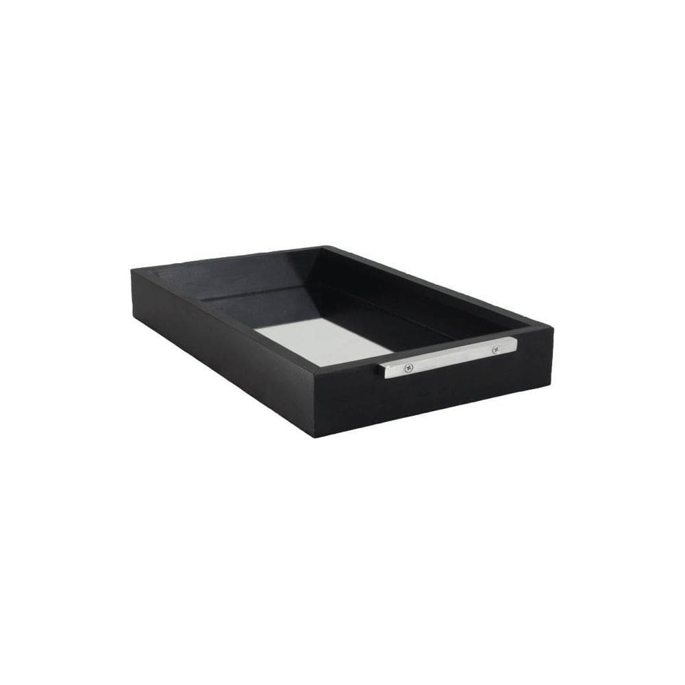 Bandeja Espelhada Retangular Preta 30x18cm