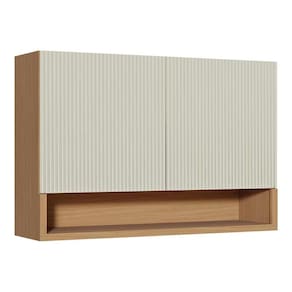 Armário Aéreo p/ Cozinha Simone Mendes c/ 2 Portas 120cm Carvalho/Cinza - Nesher
