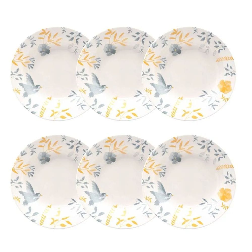 Prato Fundo de Cerâmica Donna Bem-Te-Vi 21,5cm 6un - Biona 5409