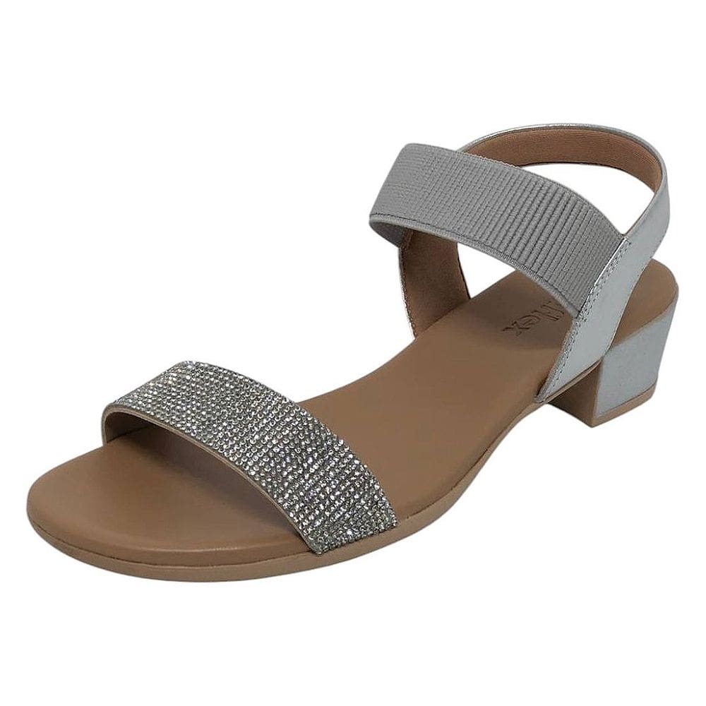 Sandália Feminina Salto Baixo Firme Strass Brilhante Usaflex