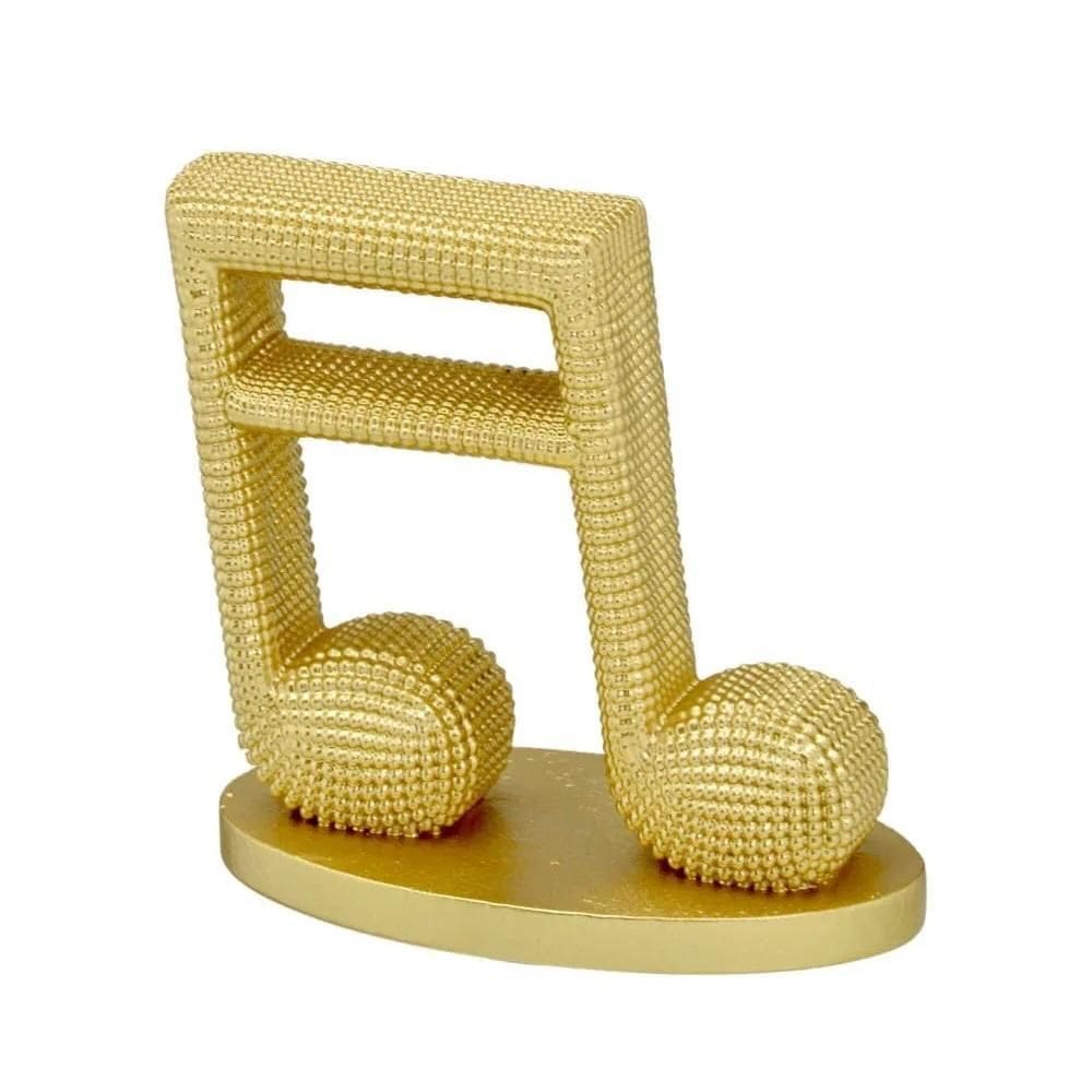 Figura Decorativa Nota Musical Dourada 12 X 11 X 6 Cm