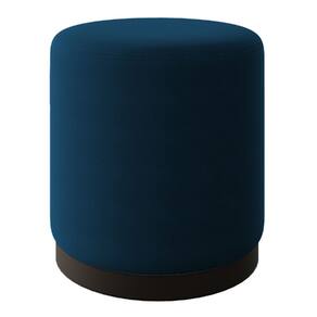Puff Banco Decorativo Orgânico Living Redondo Marí 41x46cm Veludo Azul - Desk Design