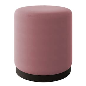 Puff Banco Decorativo Orgânico Living Redondo Marí 41x46cm Veludo Rosê - Desk Design