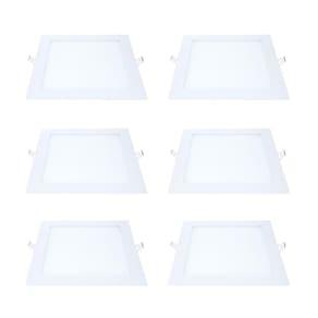 Kit 6 Painel Led Embutir Quadrado Luz Quente 3000K 24W 29Cm