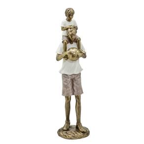 Figura Decorativa Estatueta Pai E Filho Futebol 28 X 7 X 7
