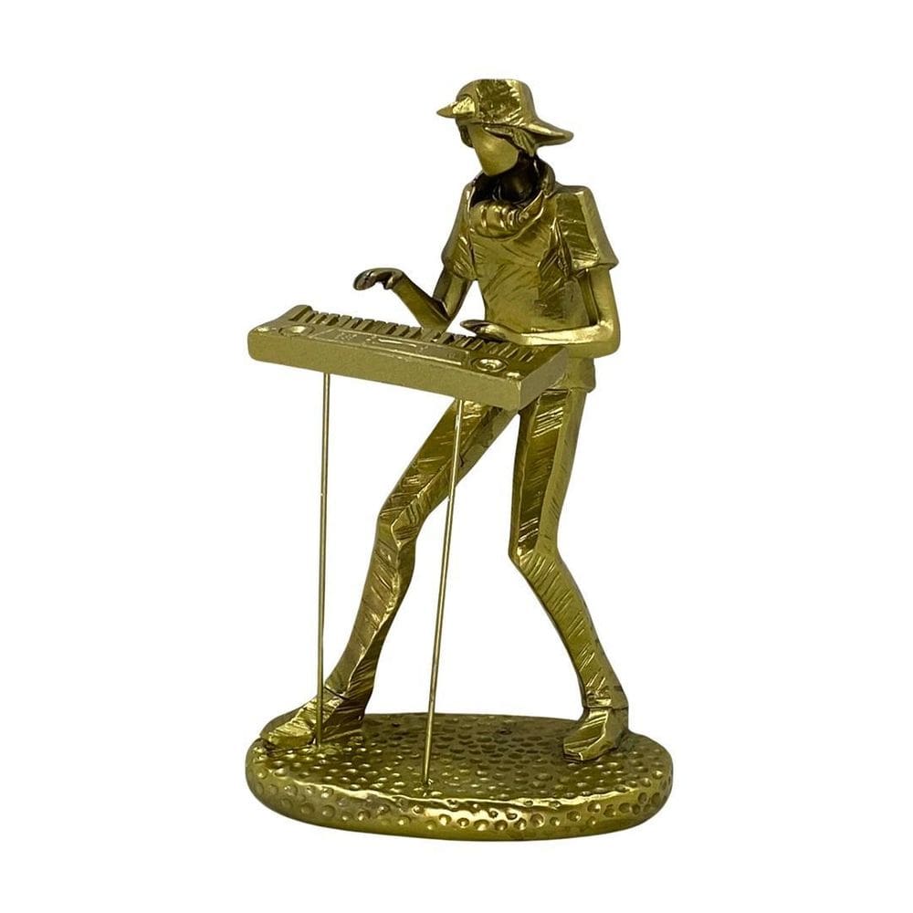 Figura Decorativa Músico Tecladista 11 X 15 X 24 Cm