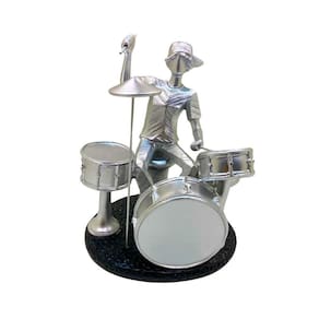 Figura Decorativa Músico Baterista 17 X 15 X 20 Cm