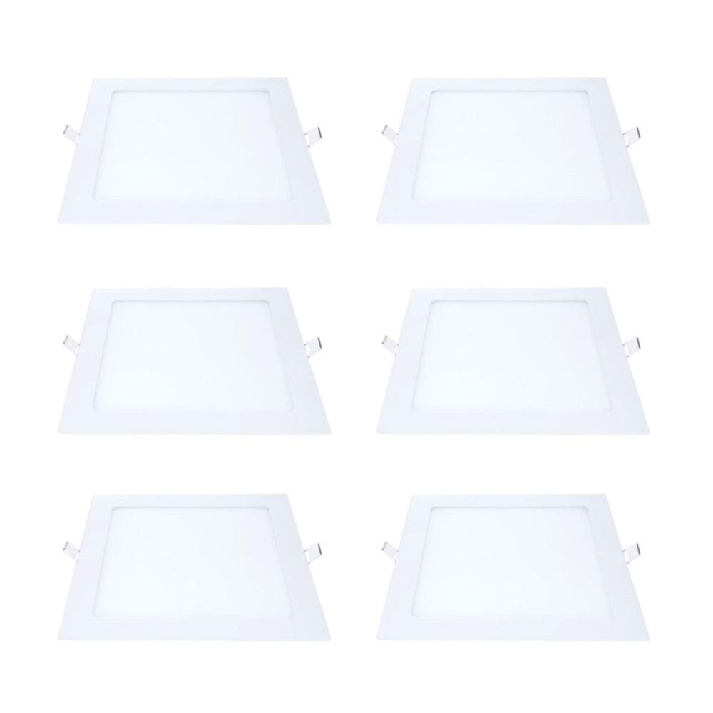 Kit 6 Painel Led Embutir Quadrado Luz Quente 3000K 18W 22Cm