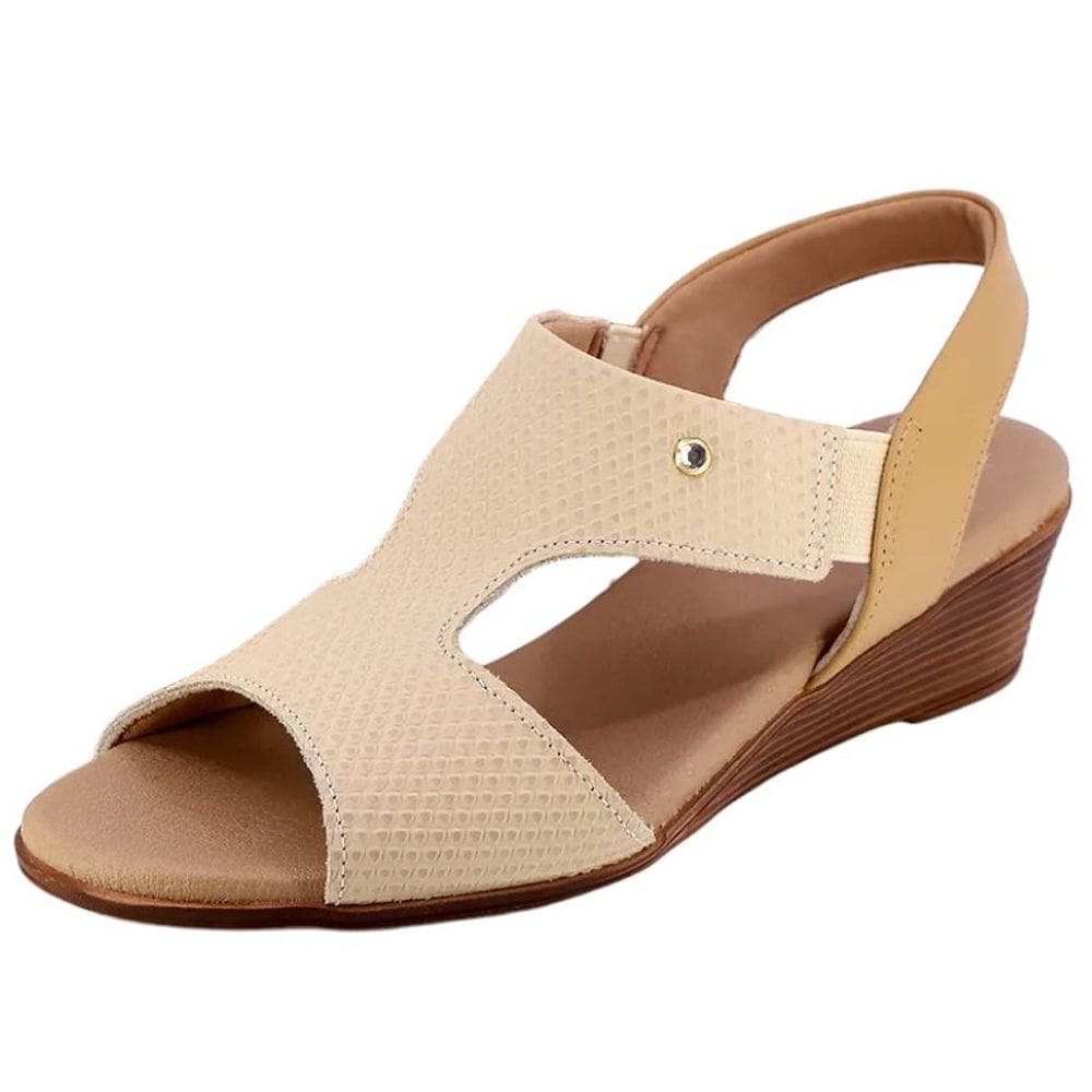 Sandalia Feminina Anabela Baixa Conforto Casual Usaflex