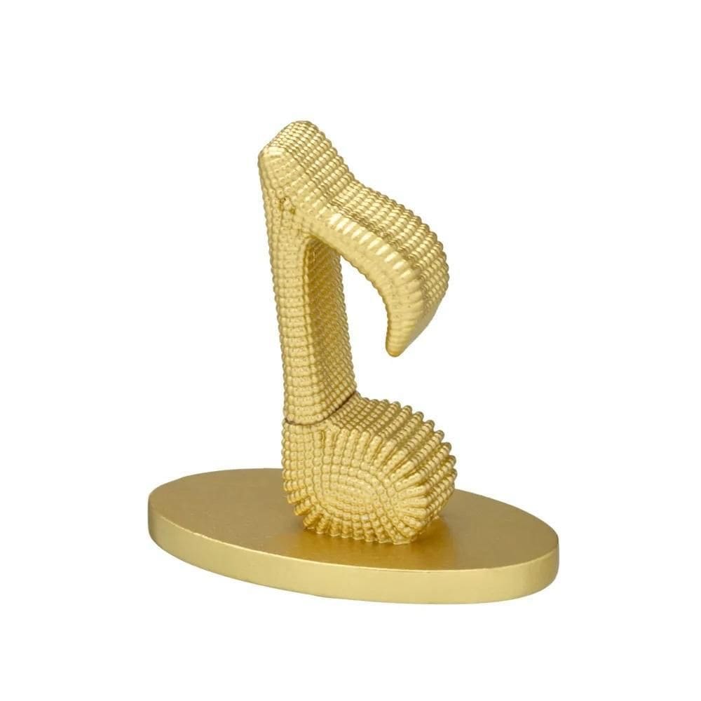 Figura Decorativa Nota Musical Dourada 12 X 9 X 6 Cm