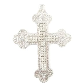 Crucifixo Cruz Para Terço De Noiva Dupla Face Banho De Prata