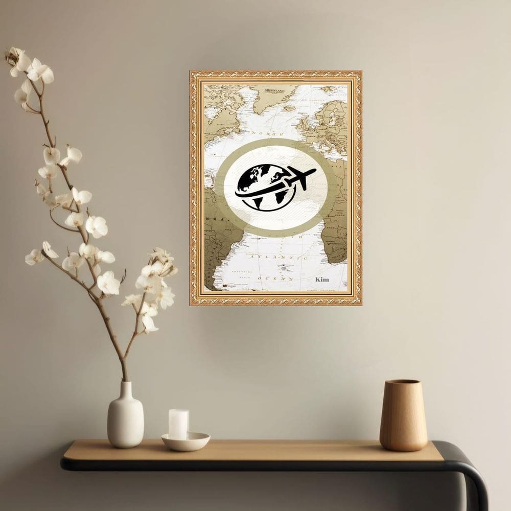 Quadro Decorativo Viajar O Mundo 45X34Cm