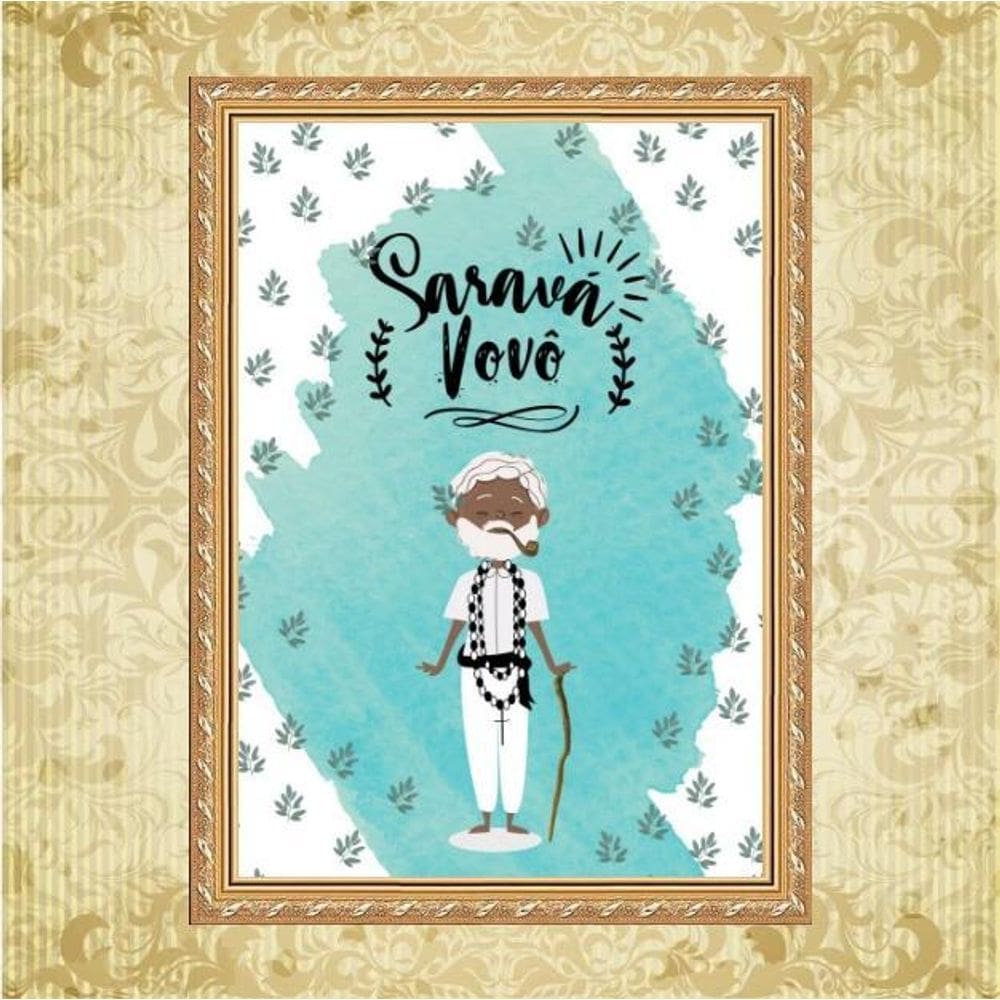 Quadro Moldura Dourada Vovô Preto Velho 33X24Cm