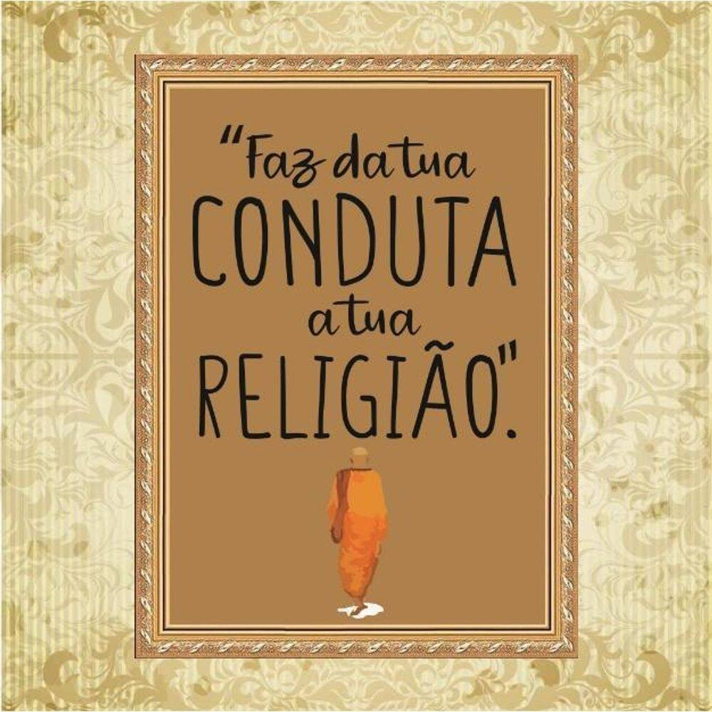 Quadro Moldura Dourada Budismo 45X34Cm