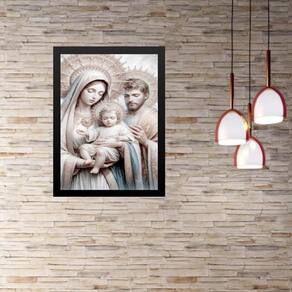 Quadro Sagrada Família - Prateada 33X24Cm - Com Vidro