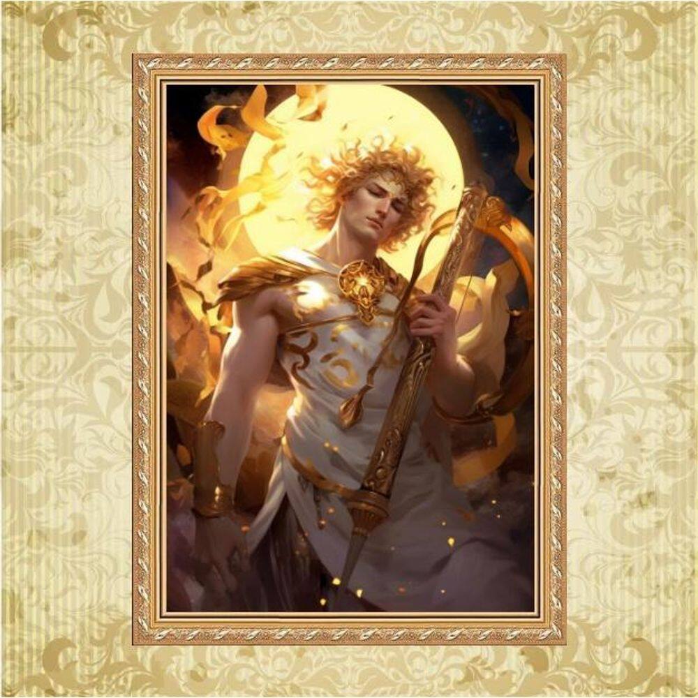 Quadro Moldura Dourada Deus Apolo 45X34Cm