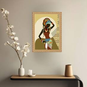 Quadro Decorativo Mulher Negra 45X34Cm - Com Vidro