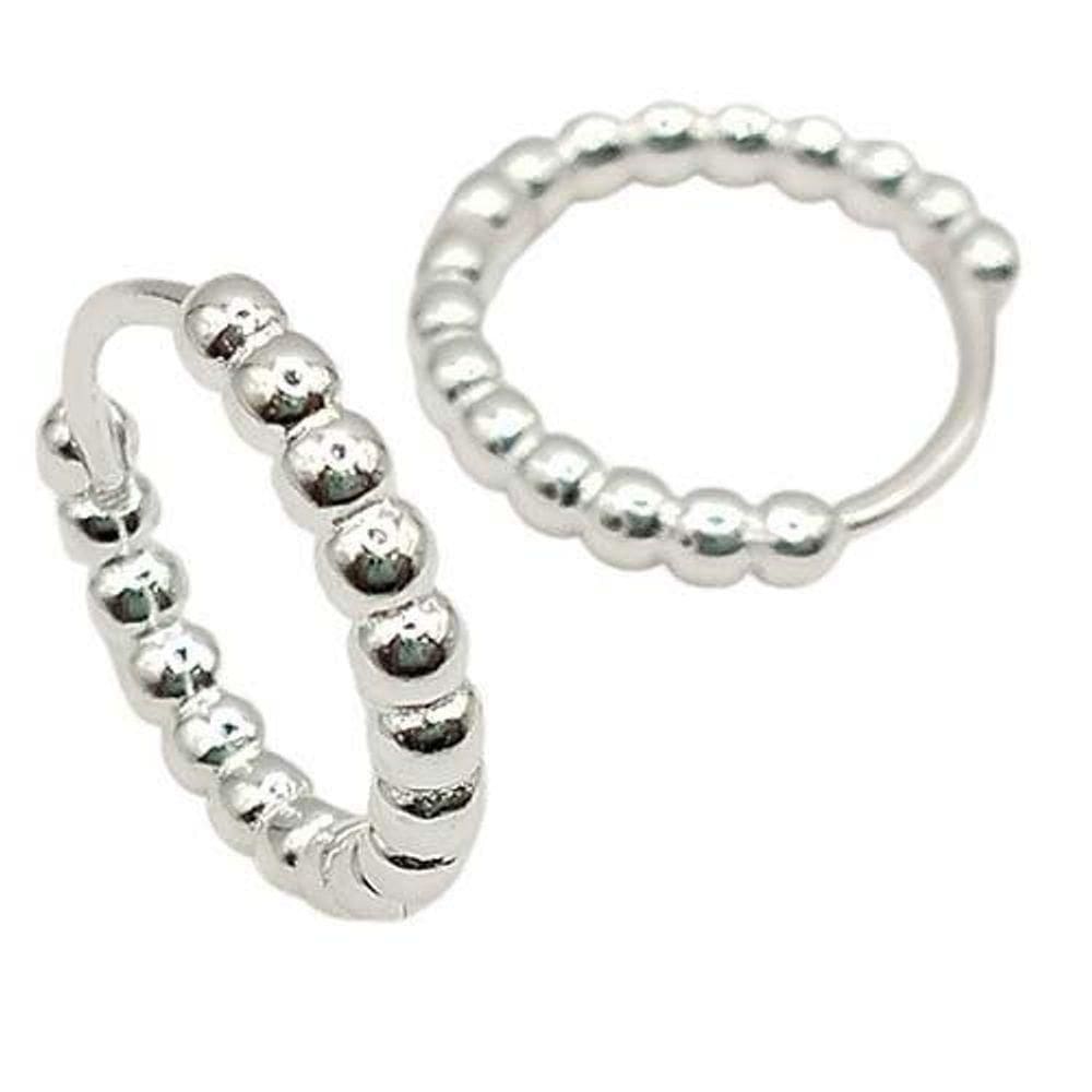 Brinco Argola Click Bolinhas Prata 925