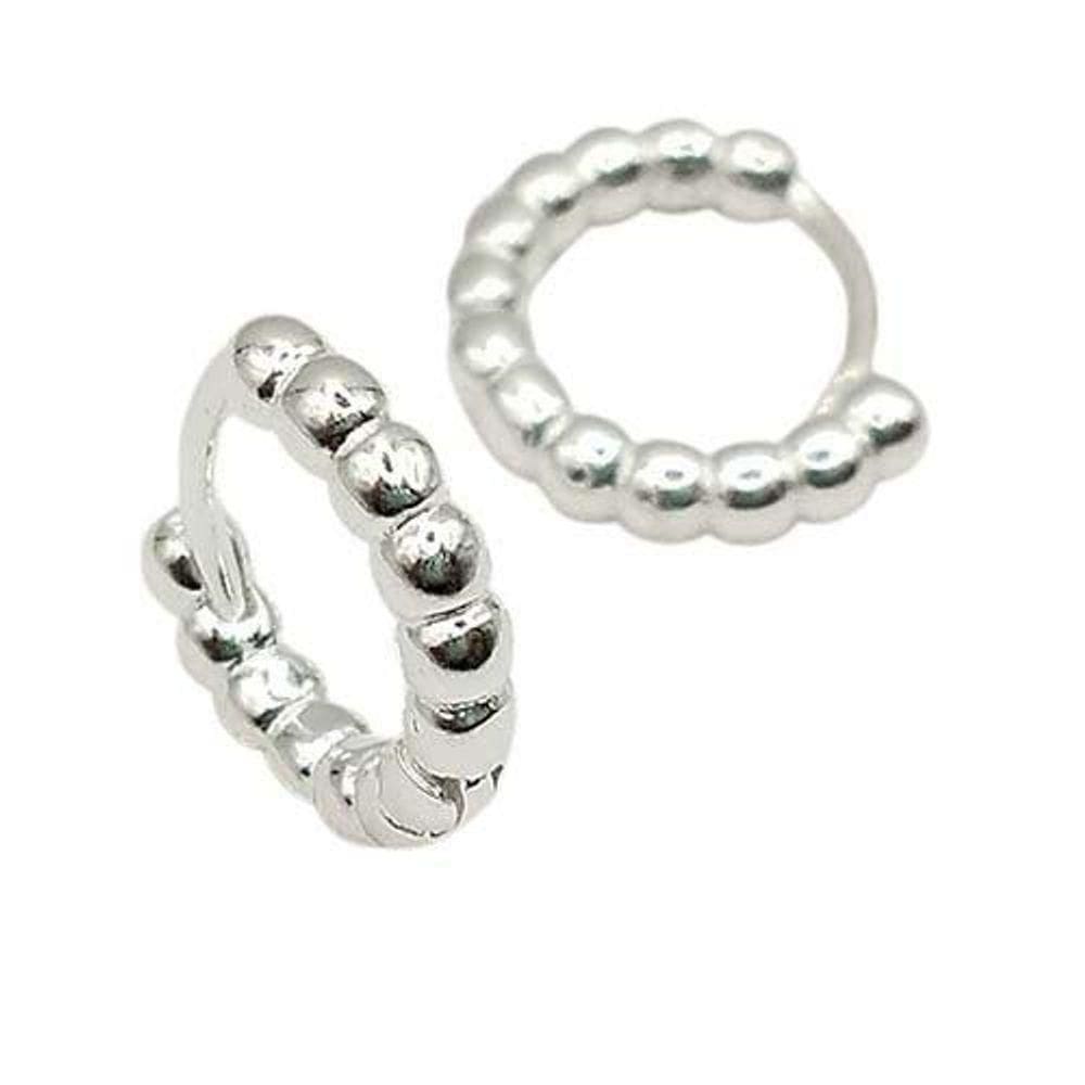 Brinco Argola Click Bolinhas Prata 925