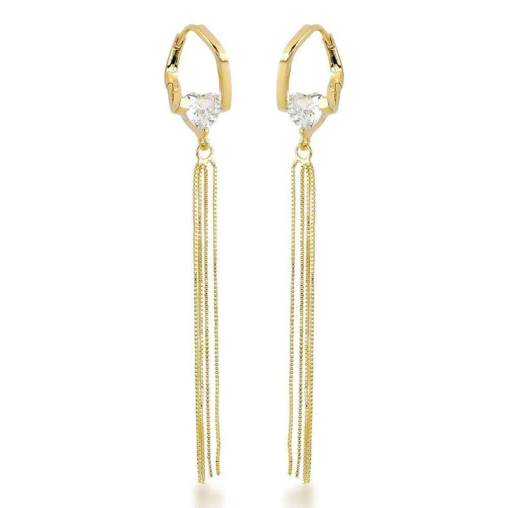 Brinco Argola Com Franja Prata