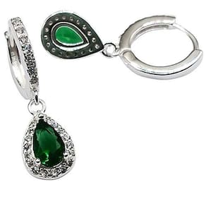 Brinco Argola Com Pingente Ponto De Luz Gota Colorido Prata 925