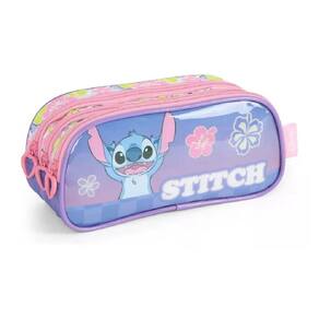 Estojo Triplo Violeta Disney Stitch Escolar Infantil Luxcel