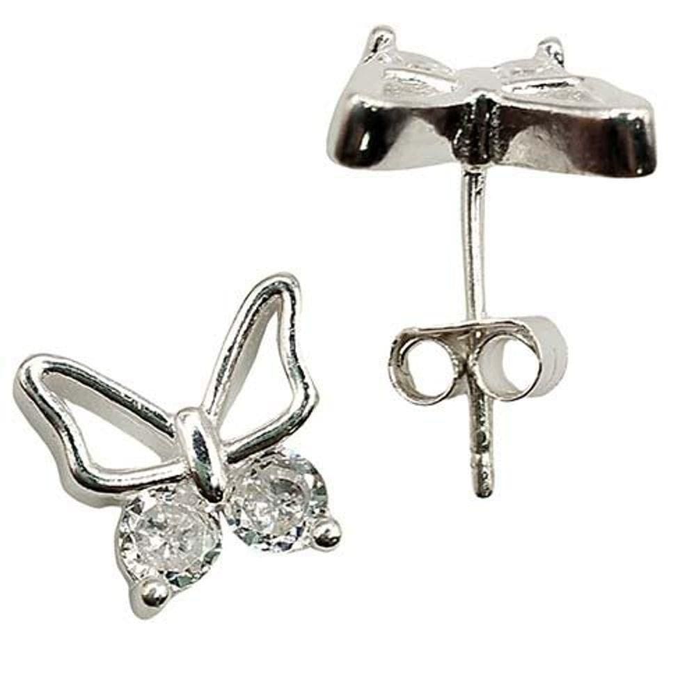 Brinco Borboleta Cristal Prata 925