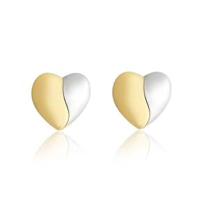 Brinco Coração Duas Cores Banhado A Ouro 18k