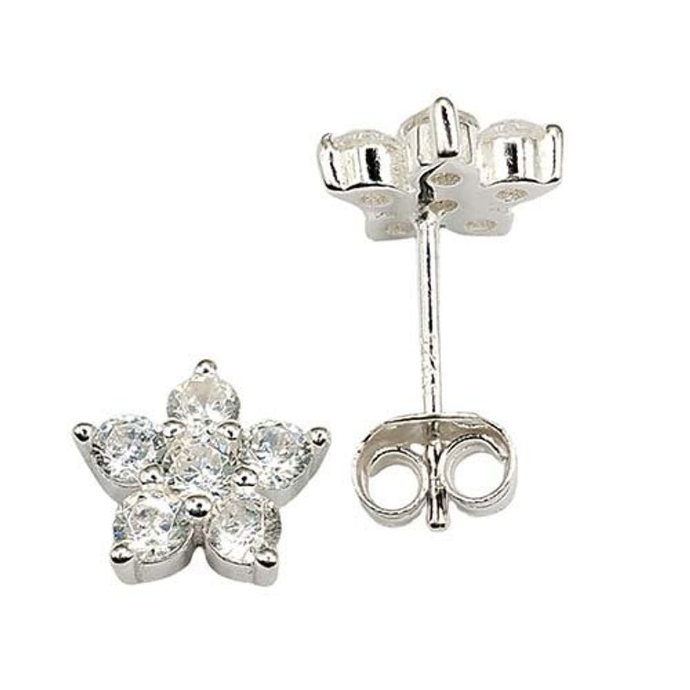 Brinco Flor Delicada Zircônio Prata 925