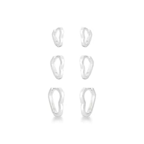 Trio Brincos Argola Coração Liso Click Prata 925 Unico