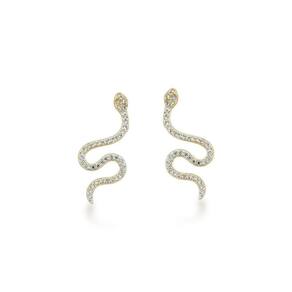 Brinco Cobra Cravejado Zirconias Banhado Ouro 18k