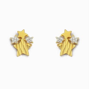 Brinco Com Estrelas E Detalhe Em Zircônia Folheado A Ouro 18k