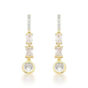 Brinco Médio Festa Com Zirônios Banhado A Ouro 18k