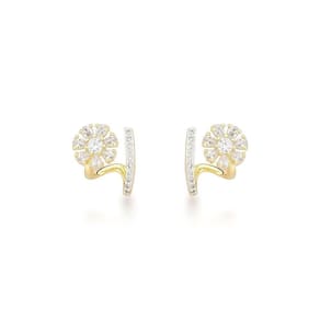 Brincos Flor De Zircônia Banhados Em Ouro 18k - Delicadeza E Brilho