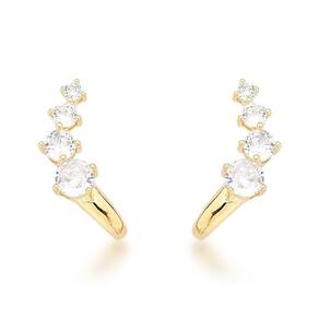 Luxuosos Brincos De Zircônia Em Ouro 18k – Estilo Cascata