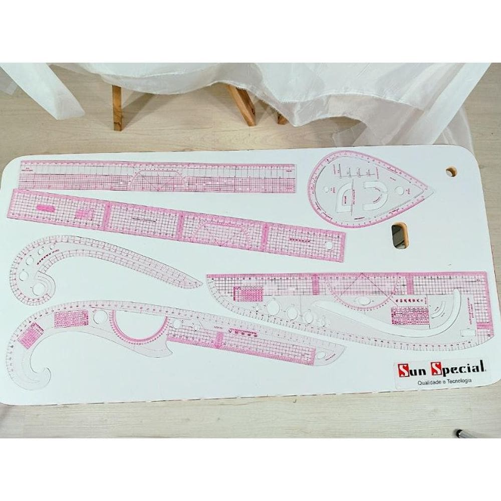 Kit com Réguas de Acrílico OK-067 Rosa - Okachi